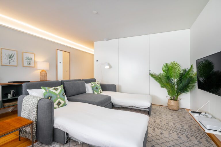 Sofa beds made up in a family suite at Canto de Luz