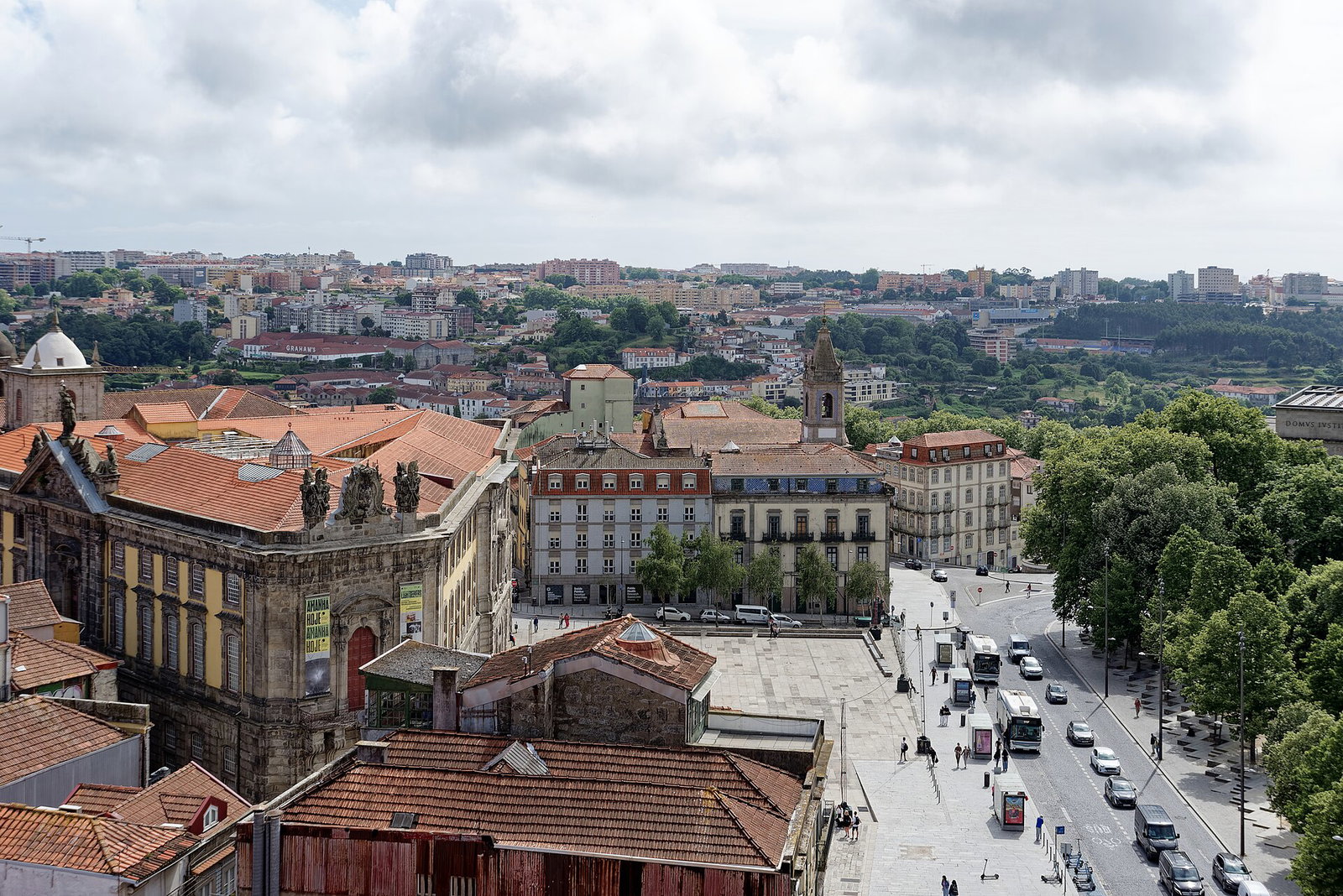 Western view over Porto rooftops from the top of Torre dos Clerigos